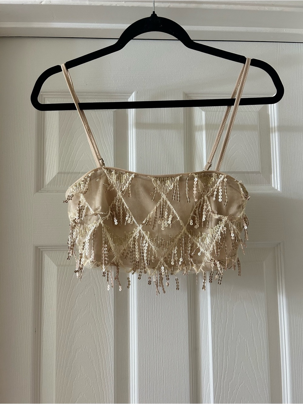 Cider Beige Sequin Fringe Camisole